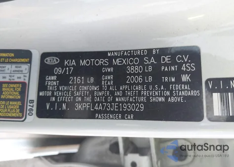 2018 Kia Forte Lx from USA, damaged, VIN 3KPFL4A73JE193029